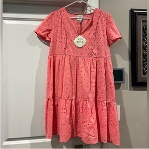 Knox Rose Coral Eyelet Dress - Sz Medium